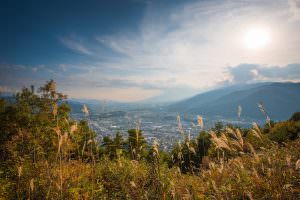 秋の大城山頂上から、辰野町を眺めてみました。